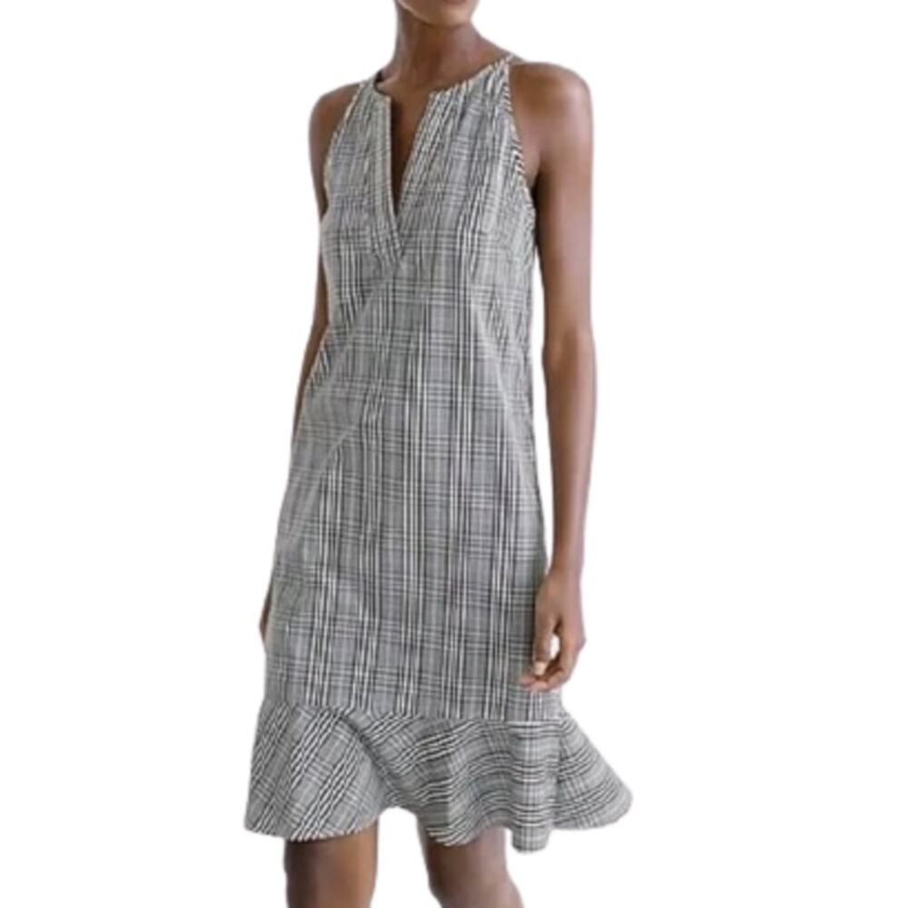 J.Crew Plaid Flounce Dress Tank Size 0 Blue White